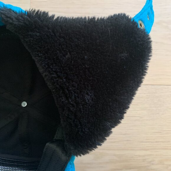 HOKA ONE ONE Wool Aviator Trapper Hat Blue Winter Ear Flap Ski Outdoor Cap - Picture 9 of 14